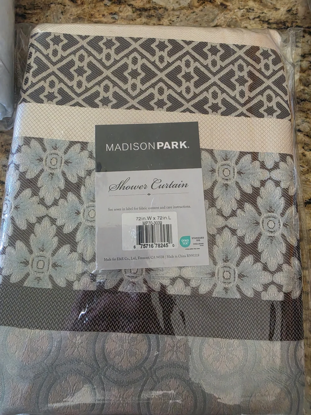 Madison Park Floral & Geometric Shower Curtain - Taupe, Ivory, Gray